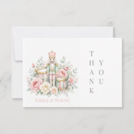 Cartão De Agradecimento Casamento de Natal com Quebra-Nozes Pastel