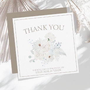Cartão De Agradecimento Casamento de Natal do Winter White Floral e do Tau