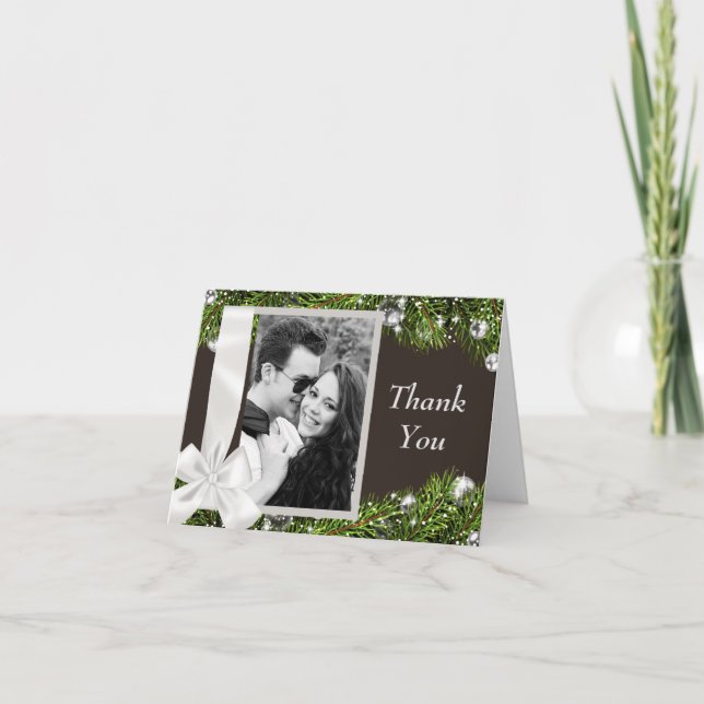 Cartão De Agradecimento Casamento de Natal Obrigado (Frente)