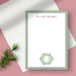 Cartão De Agradecimento Casamento de Natal Stationery Watercolor Wreath