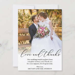 Cartão De Agradecimento Casamento de Obrigados de Amor com Linda Caligrafi