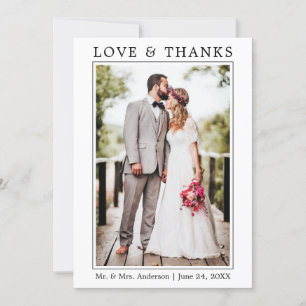 Cartão De Agradecimento Casamento de Obrigados de Amor Simples Moderno