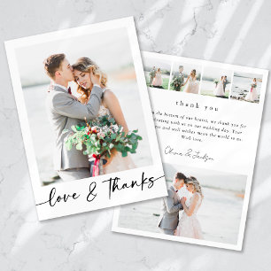 Cartão De Agradecimento Casamento de Obrigados e Amor com Imagens Múltipla
