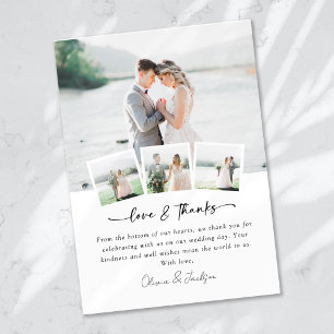 Cartão De Agradecimento Casamento de Obrigados e Amor com Imagens Múltipla