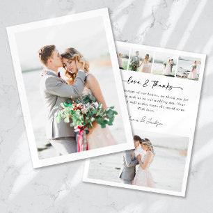 Cartão De Agradecimento Casamento de Obrigados e Amor com Imagens Múltipla