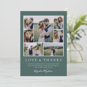 Cartão De Agradecimento Casamento de Obrigados e amor com imagens verdes d