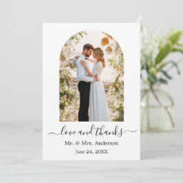 Cartão De Agradecimento Casamento de Obrigados e Amor com Quadro de Fotos 