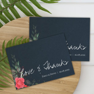 Cartão De Agradecimento Casamento de Obrigados e Amor Floral Laranja Elega