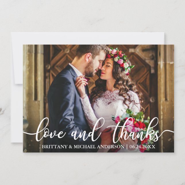 Cartão De Agradecimento Casamento de Obrigados e amor Obrigado Foto (Frente)