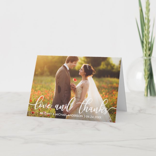 Cartão De Agradecimento Casamento de Obrigados e amor Obrigado Foto Dobrad (Frente)