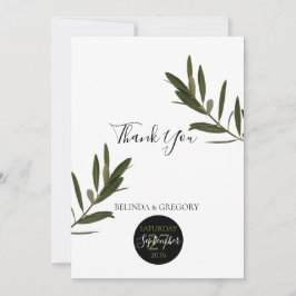 Cartão De Agradecimento Casamento de Oliveira Greenery