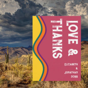 Cartão De Agradecimento Casamento de Ondas Retro-Sudoeste