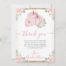 Casamento de Outono com Abóbora Floral Rosa Claro