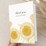 Cartão De Agradecimento Casamento de outono de Verão de flores amarelas do<br><div class="desc">Este belo cartões de agradecimentos de casamento apresenta girassóis em ouro amarelo num clássico fundo branco com tipografia elegante. Esta elegante design é uma escolha maravilhosa para um casamento russo, mas elegante, no verão / outono. Você pode personalizar este design ainda mais adicionando uma foto ou texto adicional ao backer....</div>
