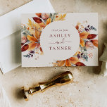 Cartão De Agradecimento Casamento de outono Elegante<br><div class="desc">O Elegante Fall Leaves Autumn Wedding Cartões de agradecimentos apresenta um belo buquê de folhas do outono em ferrugem,  amarela,  dourada,  mostarda,  castanha e roxa.</div>