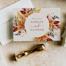 Cartão De Agradecimento Casamento de outono Elegante