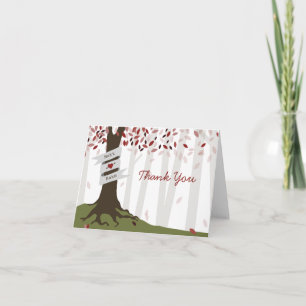 Cartão De Agradecimento Casamento de Outono na Floresta Vermelha Obrigado