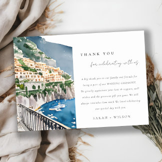 Cartão De Agradecimento Casamento de Paisagem com Aquarela na Costa do Ama