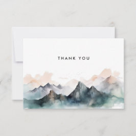 Cartão De Agradecimento Casamento de Paisagem de Montanha de Aquarela Mode