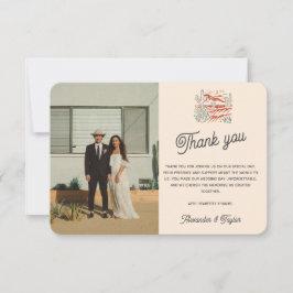 Cartão De Agradecimento Casamento de Paisagem do Deserto de Saguaro Cactus