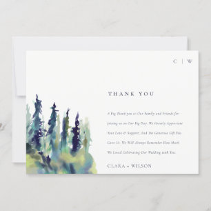 Cartão De Agradecimento Casamento de Paisagem Mínimo de Pinheiros Moles