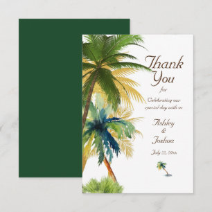 Cartão De Agradecimento Casamento de Palm Tree Beach