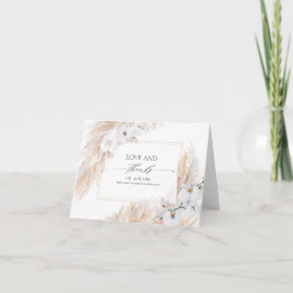 Cartão De Agradecimento Casamento De Pampas Grass White Floral Obrigado