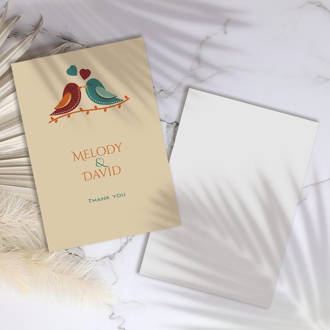 Cartão De Agradecimento Casamento de Pássaros de Amor (Criador carregado)