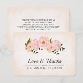Cartão De Agradecimento Casamento de Peônias Rosa Esbranquiçada Obrigado C