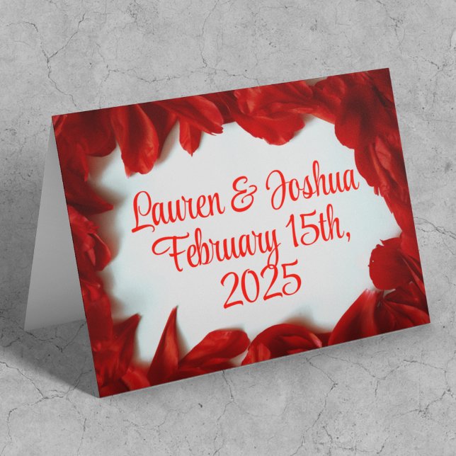 Cartão De Agradecimento Casamento de pétalas vermelhas glamourosas (Criador carregado)