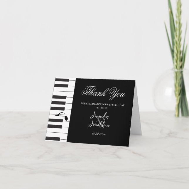 Cartão De Agradecimento Casamento de Piano Keys, Músicos Criativos (Frente)