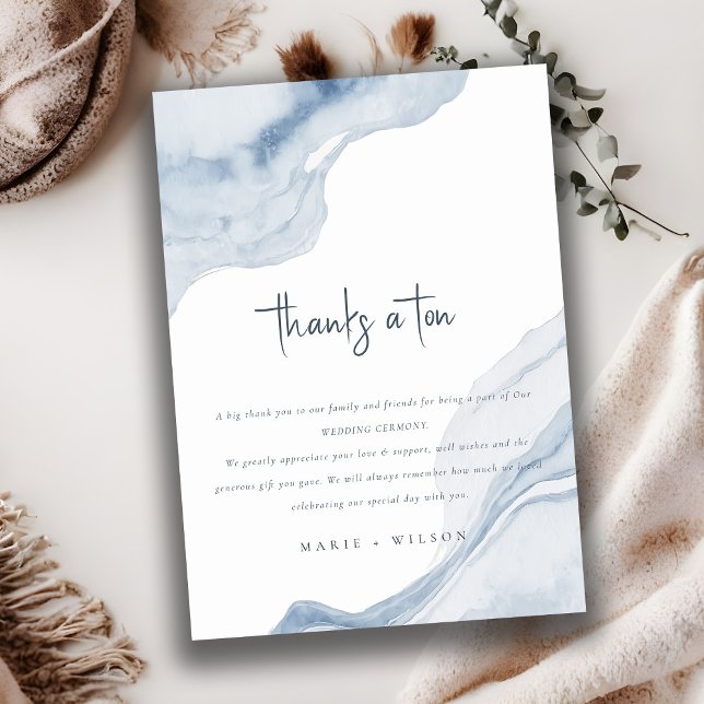 Cartão De Agradecimento Casamento de praia costeira do mar azul-Abstrato c (Criador carregado)