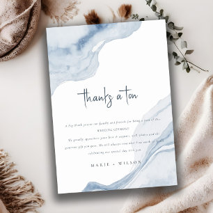 Cartão De Agradecimento Casamento de praia costeira do mar azul-Abstrato c