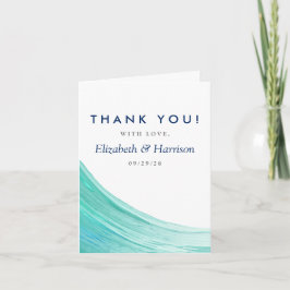 Cartão De Agradecimento Casamento de Praia de Turquoise Elegante Obrigado