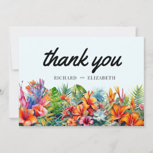 Cartão De Agradecimento Casamento de Praia Floral Tropical Folaves