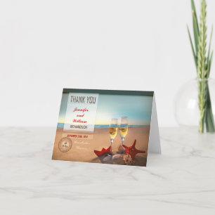 Cartão De Agradecimento casamento de praia obrigado