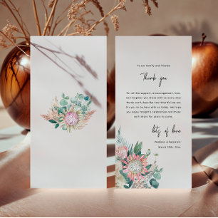 Cartão De Agradecimento Casamento de Protea com Grama de Pampas e Eucalipt