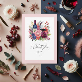 Cartão De Agradecimento Casamento de Provandos de vinho borgonha, Marinho 