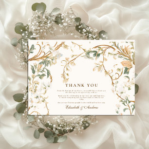 Cartão De Agradecimento Casamento de Quadro Botânico do outono Elegante