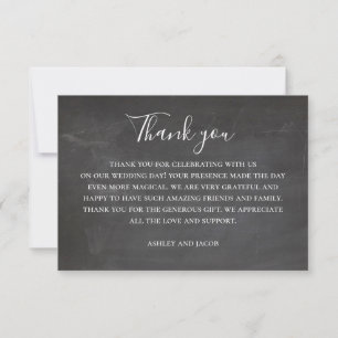 Cartão De Agradecimento Casamento de quadro. Script moderno de quadro negr