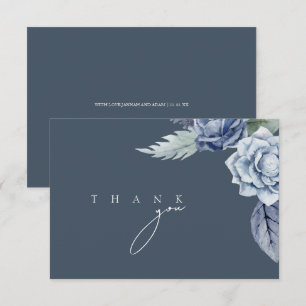 Cartão De Agradecimento Casamento de Rosa Azul Ardesia Simples