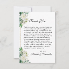 Cartão De Agradecimento Casamento de Rosa Branca Elegante e Lírios