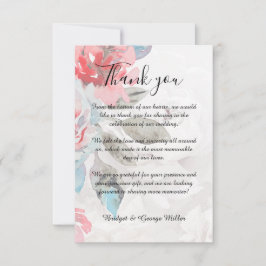 Cartão De Agradecimento Casamento de rosa de flor silvestre de aquarela fl