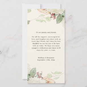 Cartão De Agradecimento Casamento de Rosas Eucalipto Floral Vintage Elegan