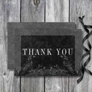 Cartão De Agradecimento Casamento de Rosas Pretos Góticos Raven e Pretos