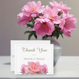 Cartão De Agradecimento Casamento de Rosas Rosa Perfeitas