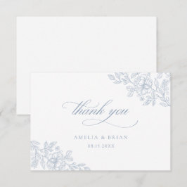 Cartão De Agradecimento Casamento de Roteiro Azul com Dobra Floral Floral 