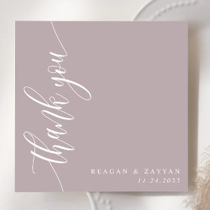 Cartão De Agradecimento Casamento de Script de Caligrafia de Lavanda Dusty