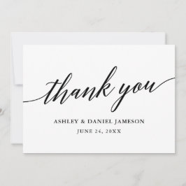 Cartão De Agradecimento Casamento de Script de Caligrafia Elegante Moderno