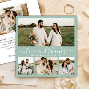 Cartão De Agradecimento Casamento de Script de Colagem de Fotos Elegante S